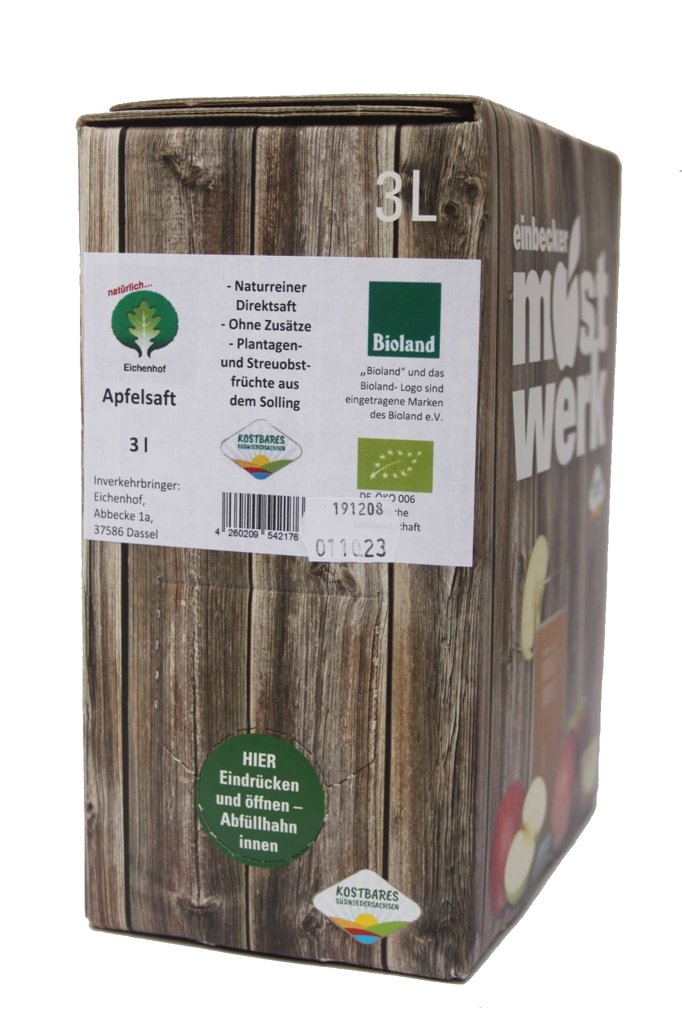 Apfelsaft Eichenhof 3 l